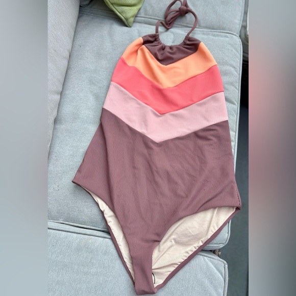 NWOT Beach Riot Melena Ribbed Colorblock One Piece Swimsuit Large L - Picture 2 of 6